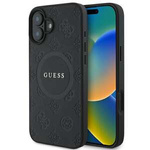 Etui Guess iPhone 16 6.1" czarny/black hardcase Saffiano Peony Classic Logo MagSafe