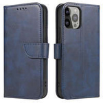 Custodia a portafoglio con supporto per custodia magnetica per iPhone 15 Pro - blu