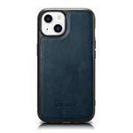iCarer Leather Oil Wax con cover in vera pelle per iPhone 14 (compatibile MagSafe) blu (WMI14220717-BU)