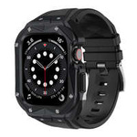 Cinturino Kingxbar CYF140 2in1 per Apple Watch Ultra, SE, 8, 7, 6, 5, 4, 3, 2, 1 (49, 45, 44, 42 mm) con cassa in acciaio inossidabile integrata nera