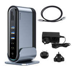 HUB multifunzione Baseus 3x USB 3.2 Gen 1 / 2x USB Type C / Lettore di schede SD e micro SD / AUX / 2x DisplayPort / 2x HDMI / RJ45 1 Gbps Power Delivery 100 W (set di spine EU / CN / UK) grigio (CAHUB-DG0G)