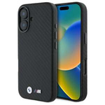 Cover BMW iPhone 16 nero/nero durocase Carbon Wrapped Metal