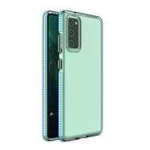 Spring Case Cover protettiva in gel TPU trasparente con cornice colorata per Samsung Galaxy A72 4G azzurro