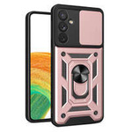 Custodia Hybrid Armor Camshield per Samsung Galaxy A34 5G Custodia blindata con cover per fotocamera rosa