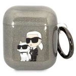 Cover Karl Lagerfeld Airpods 1/2 cover nero/nero Gliter Karl&amp;Choupette