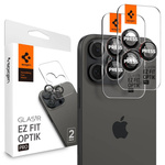 Spigen IPhone PROTEZIONE PER TELECAMERA OPTIK PRO L-SERIES GLAS.TR "EZ FIT" PROTEZIONE PER TELECAMERA 2-PACK 14 PRO / PRO MAX / 15 PRO / PRO MAX / 16 PRO / 16 PRO MAX NERO
