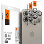 Spigen iPhone Protezione per fotocamera Optik.tr "ez Fit" Protezione per fotocamera 2-pack 14 Pro / Pro Max / 15 Pro / 15 Pro Max / 16 Pro / 16 Pro Max Titanio naturale