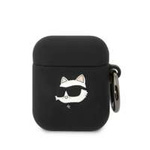 Karl Lagerfeld KLA2RUNCHK AirPods 1/2 cover nero/nero Silicone Choupette Head 3D