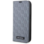 Hülle Karl Lagerfeld KLBKP14SSAKLHPG iPhone 14 6.1" Buchcase silber/silber Saffiano Monogramm Case