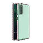 Custodia protettiva in gel TPU trasparente Spring Case con cornice colorata per Samsung Galaxy A72 4G rosa chiaro