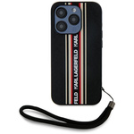 Etui Karl Lagerfeld Saffiano Athleisure  Stripes Cord do iPhone 15 Pro czarno-czerwony