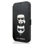 Cover KARL LAGERFELD Apple iPhone 12 Mini 5.4 Book Saffiano Karl & Choupette KLFLBKP12SSAKCBK Custodia nera