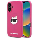 Etui Karl Lagerfeld iPhone 16 6.1" fuksja/fuschia hardcase Silicone Choupette Head Print MagSafe