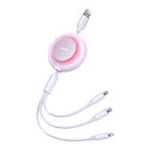 Cavo Baseus Bright Mirror 2 3in1 USB tipo A - micro USB + Lightning + USB tipo C 3.5A 1.1m viola (CAMJ010005)