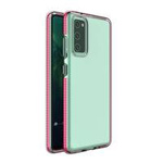 Custodia protettiva in gel TPU trasparente Spring Case con cornice colorata per Samsung Galaxy A72 4G rosa chiaro