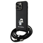 Karl Lagerfeld KLHCP13LSAKCPSK iPhone 13 Pro / 13 6.1" hardcase nero/nero Crossbody Saffiano Metal Pin Karl &amp; Choupette
