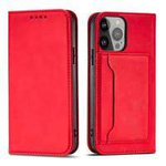 Custodia per carte magnetiche per Samsung Galaxy S23 Ultra flip cover portafoglio stand rosso