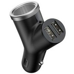 Baseus Caricabatteria da auto tipo Y 2x caricabatteria da auto USB + presa accendisigari da 3,4 A nero (CCALL-YX01)
