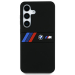 Cover BMW Silicone Medio Tricolore Strisce MagSafe per Samsung Galaxy S25 Ultra nero