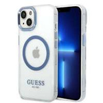 Cover Guess iPhone 14 Plus 6.7" blu/blu duro case Metallo contorno MagSafe