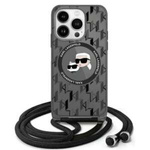 Etui Karl Lagerfeld iPhone 16 Pro Max 6.9" czarny/black hardcase IML Crossbody Monogram Karl & Choupette Head MagSafe