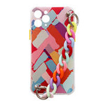 Color Chain Case cover elastica flessibile in gel con ciondolo a catena per iPhone 12 Pro multicolore