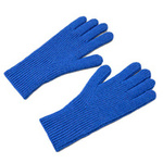 Braided telephone gloves with cutouts for fingers - blue