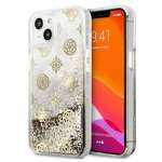 Pevné Puzdro GUESS Apple iPhone 13 Mini Peony Liquid Glitter Golden Hardcase