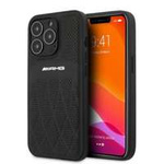 Puzdro AMG iPhone 13 Pro / 13 6,1" čierna/čierna tvrdácase Kožené zakrivené línie