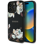Etui Guess Grained Printed Flower         Pattern MagSafe do iPhone 16 Pro czarny