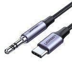 Kábel mini jack 3,5 mm AUX na USB-C UGREEN 1 m (tmavo sivá)
