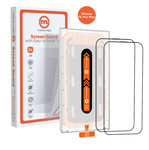 Mobile Origin Orange Screen Guard iPhone 15 Pro Max with easy applicator, 2 pack
