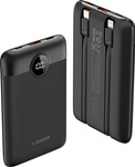 VEGER powerbank 10000 mAh z wbudowanymi kablami Typ C / Lightning PD QC3.0 2A 22,5W C11 (W1170) czarny