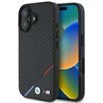 Cover BMW iPhone 16 6,1" nero/nero durocase M Carbon Tricolor Line MagSafe