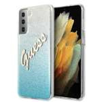 Puzdro GUESS Samsung Galaxy S21 Plus Glitter Gradient Script GUHCS21MPCUGLSBL Blue Hardcase