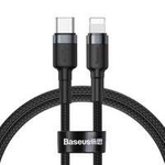 Baseus Cafule Cable Durable Nylon Braided Wire USB Type C PD / Lightning 18W QC3.0 1m black-grey (CATLKLF-G1)