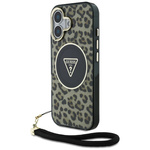 Etui Guess HC IML Leopard Triangle Cord Strap do iPhone 16 MagSafe brązowy