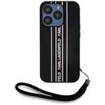 Etui Karl Lagerfeld Saffiano Athleisure  Stripes Cord do iPhone 15 Pro Max czarno-różowy