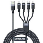 Kabel USB 4w1 USB-A - USB-C / 2 x Lightning / Micro do ładowania i transmisji danych 1.2m Joyroom S-1T4018A18 - czarny