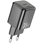AWEI ład. siec. PD65-EU 35W 2x USB-C czarna/black GaN