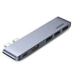 Uzelený multifunkčný HUB 2x USB Type C na USB Type C PD (Thunderbolt 3, 100W, 4K @ 60 Hz, 10 Gbps) / HDMI 4K @ 30 Hz / 3x USB 3.0 pre MacBook Pro / Air šedá (60559)