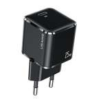 USAMS 1xUSB-C T42 Mini Wall Charger 25W 5V-3A PD3.0 Fast Charging Black