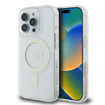 Etui Guess iPhone 16 Pro 6.3" przeźroczysty/transparent hardcase IML Glitter Circle MagSafe