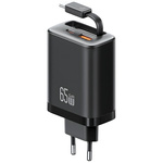 Ładowarka sieciowa USAMS Xiang Series    CC299 65W 1xUSB-C 1xUSB-A + kabel USB-C czarny