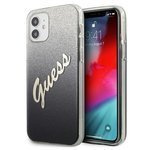 Puzdro GUESS Apple iPhone 12 Mini Glitter Gradient Script GUHCP12SPCUGLSBK Black Hardcase